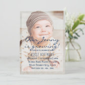 我が子の1歳の誕生日 - シンプルな写真招待状 招待状 (スタンド正面)