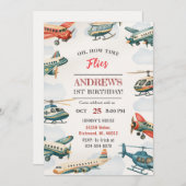 我が子の1歳誕生日パーソナルボーイタイムフライ 招待状 (正面/裏面)