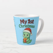 我が子初のクリスマス 恐竜 赤ちゃん 男の子 カフェラテマグ (右アングル)