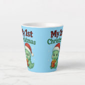 我が子初のクリスマス 恐竜 赤ちゃん 男の子 カフェラテマグ (正面)