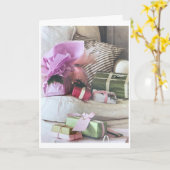 ***我が家からお前の家へ聖降誕祭お目出度う*** カード (黄色い花)