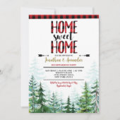 我が家こそが天国よ！冬のログハウス新築祝い 招待状 (正面)