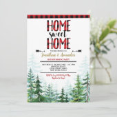 我が家こそが天国よ！冬のログハウス新築祝い 招待状 (スタンド正面)