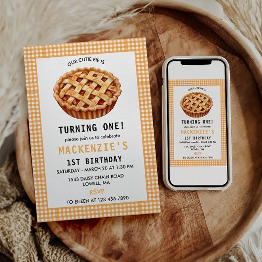 我が家のキューティーパイの1歳の誕生日 招待状