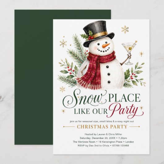 我が家のパーティは雪のように特別 Christmas Party 招待状 (正面/裏面)
