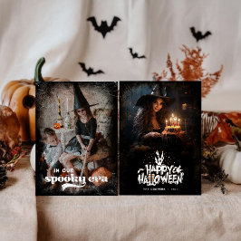 我が家の不気味な時代のハロウィン家族の年賀状 シーズンカード