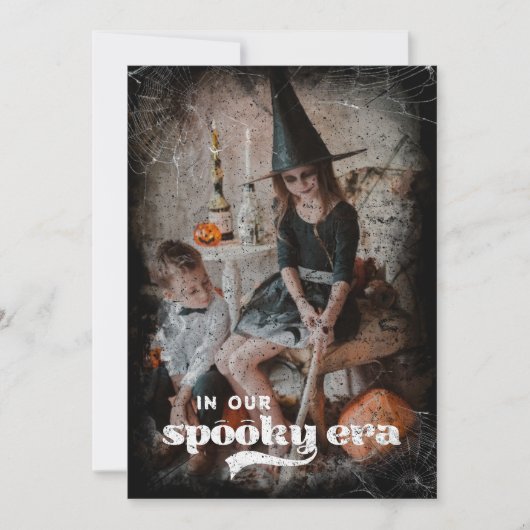 我が家の不気味な時代のハロウィン家族の年賀状 シーズンカード (正面)