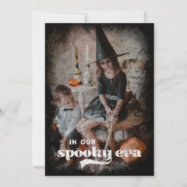 我が家の不気味な時代のハロウィン家族の年賀状 シーズンカード