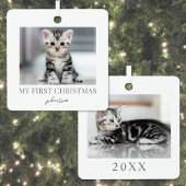 我が家の初めてのクリスマス　ペット猫の写真 メタルオーナメント