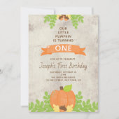 我が家の小さなかぼちゃ どんぐり 1歳の誕生日 招待状 (正面)