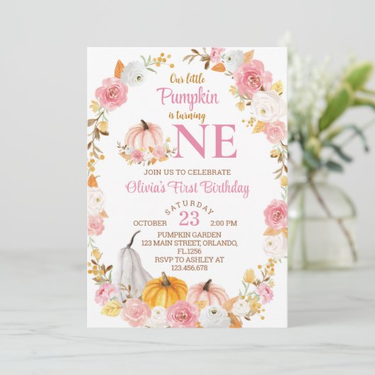 我が家の小さなパンプキンが1歳の誕生日を迎える 招待状 (スタンド正面)