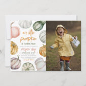 我が家の小さなパンプキン ボーホー秋の誕生日パーティーの写真 招待状 (正面)