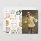 我が家の小さなパンプキン ボーホー秋の誕生日パーティーの写真 招待状 (正面)