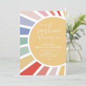 我が家の小さな太陽　ボヘミアンレインボー　1歳の誕生日 招待状 (スタンド正面)