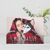 我が家の新しいペット犬 | シンプルな写真のお知らせ 招待状 (スタンド正面)