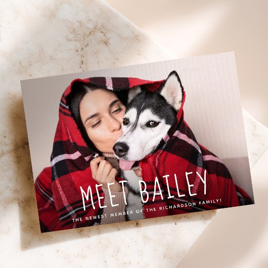 我が家の新しいペット犬 | シンプルな写真のお知らせ 招待状