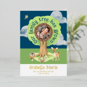 我が家の木は葉樹の誕生の発表を育てた 箔招待状 (立ち正面)