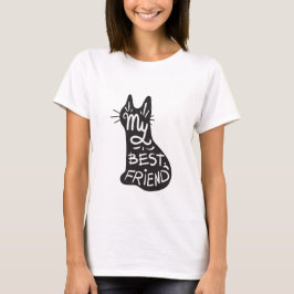 我が家の猫が一番の友達 ブラックキャットの面白いフレーズ Tシャツ