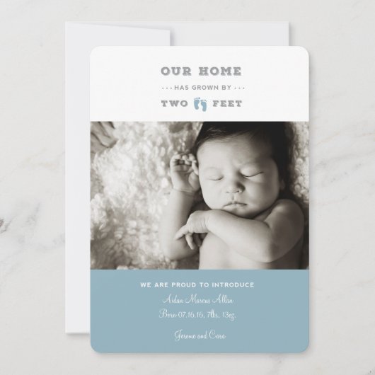 我が家は二つの足誕生の発表によって成長した 案内状 (正面)