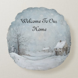 我が家へようこそパーソナライズされた ラウンドクッション