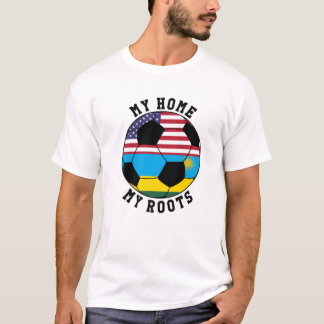 我が家 我がルーツ ルワンダ フラグ サッカー Tシャツ