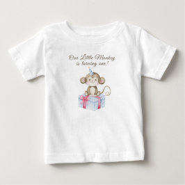我が小さなさる 一歳の誕生日 ベビーTシャツ