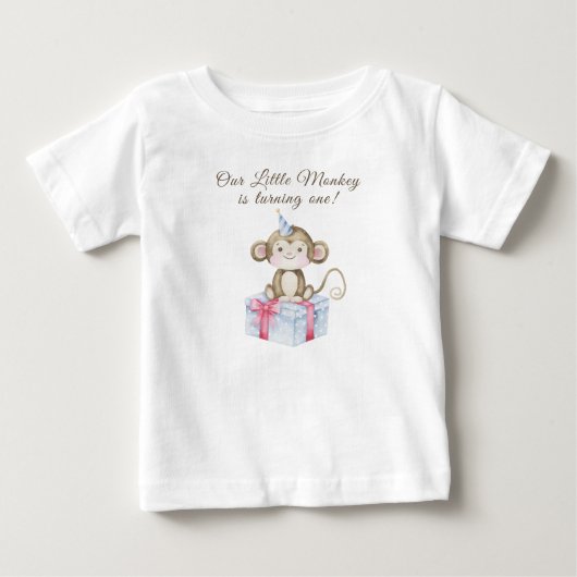 我が小さなさる 一歳の誕生日 ベビーTシャツ (正面)