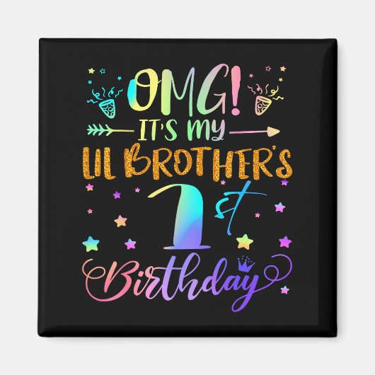 我が小さな兄弟の1歳の誕生日 スイート1歳 マグネット (正面)