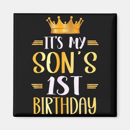我が息子の1歳の誕生日おめでとう 1歳になりました  マグネット (正面)