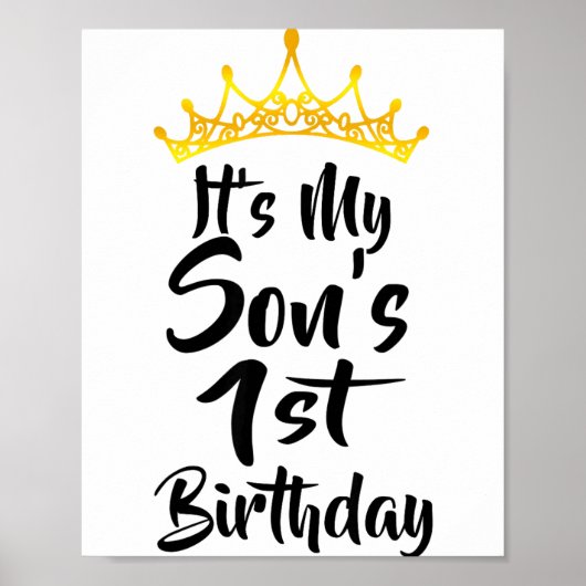 我が息子の1歳の誕生日王冠 おめでとう1歳 ポスター (正面)