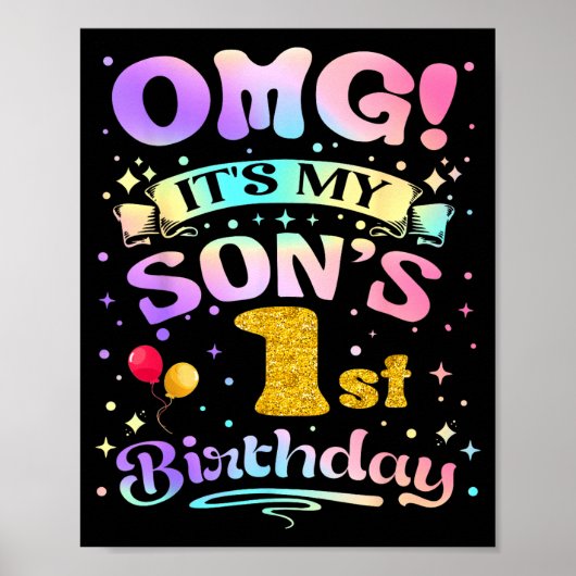 我が息子の1歳の誕生日 おめでとう 1歳のお誕生日おめでとう ポスター (正面)