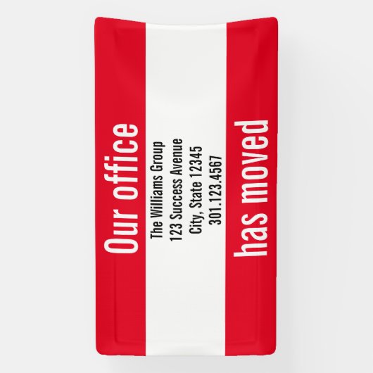 我が社は発表に動いた赤と白 横断幕 (縦)