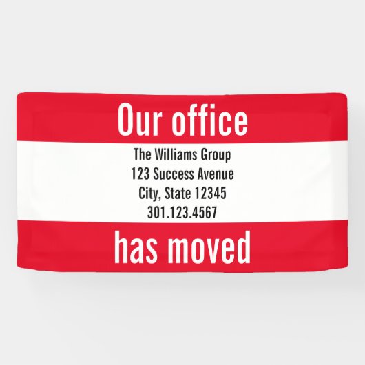 我が社は発表に動いた赤と白 横断幕 (横)