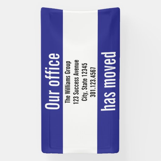 我が社は発表を青と白に変えた 横断幕 (縦)