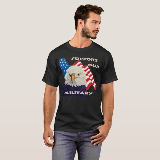 我が軍隊軍のアメリカ国旗Tシャツを支援 Tシャツ (正面フル)