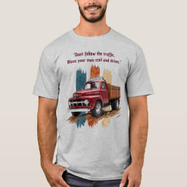 "我が道を切り拓け" ヴィンテージ赤トラックTシャツ Tシャツ