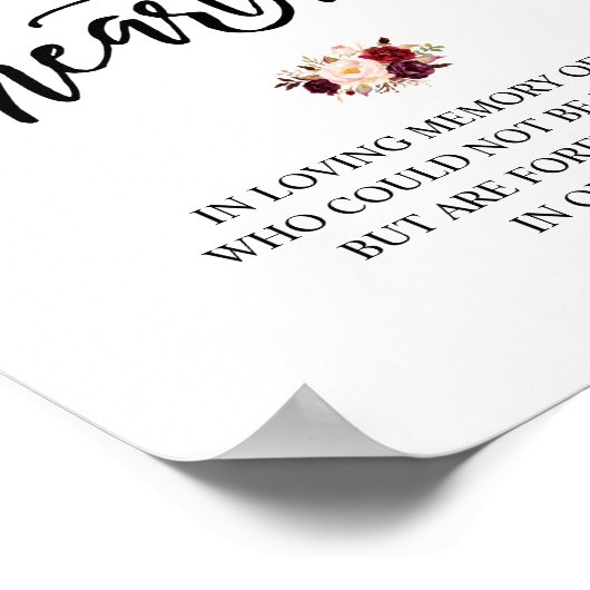 我らの心に永遠に刻まれる故人記念プレート ポスター (角)