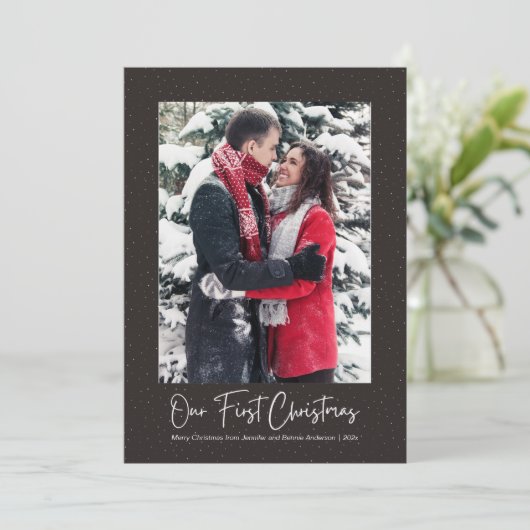 我エレガント々の初めてのクリスマス結婚した雪 シーズンカード (スタンド正面)