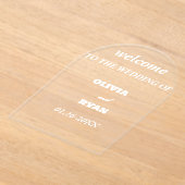 我エレガント々の印結婚象を歓迎 アクリル招待状 (レイダウン)