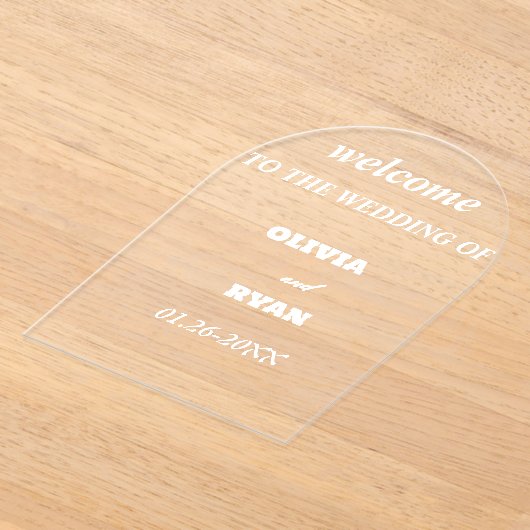 我エレガント々の印結婚象を歓迎 アクリル招待状 (レイダウン)