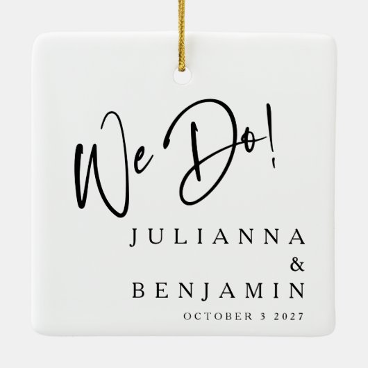 我モダン々はエレガントカスタム白黒結婚の セラミックオーナメント (裏面)