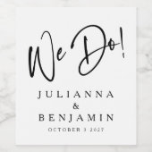 我モダン々はエレガントカスタム白黒結婚の ワインラベル (シングルラベル)