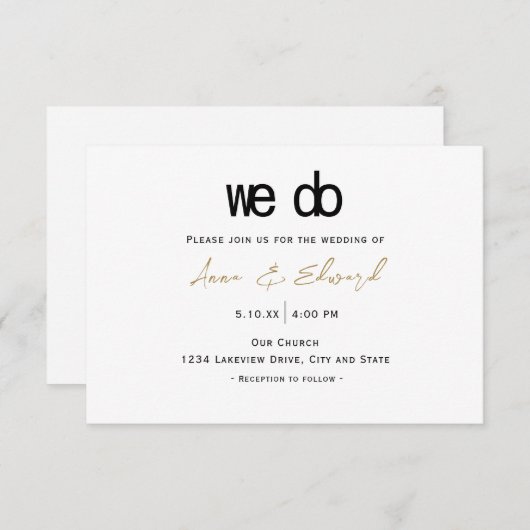 我モダンエレガント々結婚式招待状 招待状 (正面/裏面)