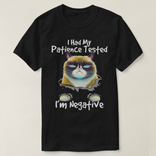 我慢して猫を飼い主にテストした Tシャツ (デザイン正面)