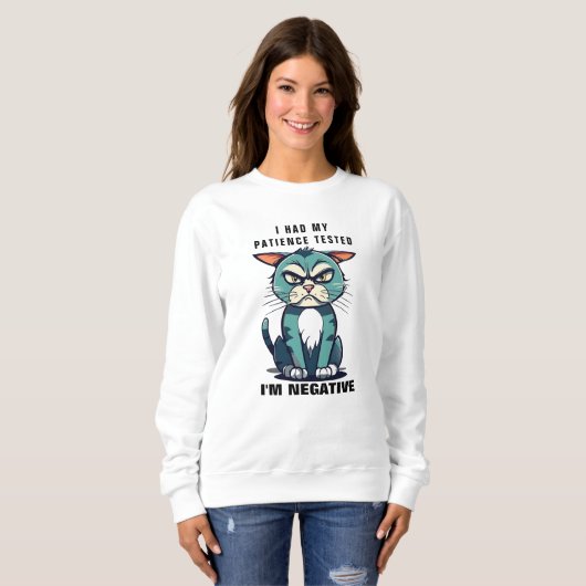 我慢で負のテストを受けたおもしろいら スウェットシャツ (正面フル)