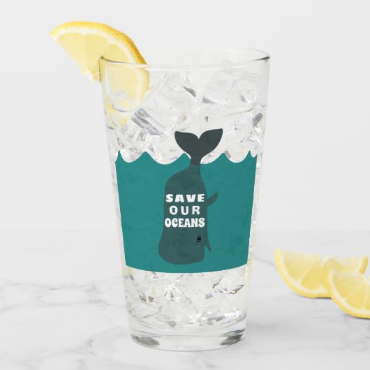 我救々の海洋環境芸術クジラ タンブラーグラス (アイス正面)