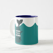 我救々の海洋環境芸術クジラ ツートーンマグカップ (正面左)