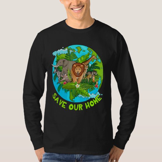 我救家の動物の地球の日の惑星記念日 Tシャツ (正面)
