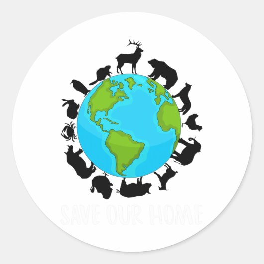 我救家の動物野生生物保護地球 ラウンドシール (正面)