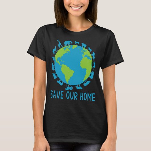 我救家の動物野生生物保護地球 Tシャツ (正面)